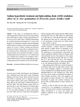 Sodium Hypochlorite Treatment and Light-Emitting Diode (LED) Irradiation Effect on in Vitro Germination of Oreorchis Patens (Lindl.) Lindl