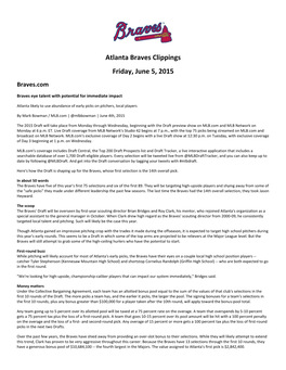 Atlanta Braves Clippings Friday, June 5, 2015 Braves.Com