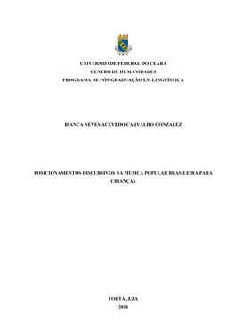 Universidade Federal Do Ceará Centro De Humanidades Programa De Pós-Graduação Em Linguística