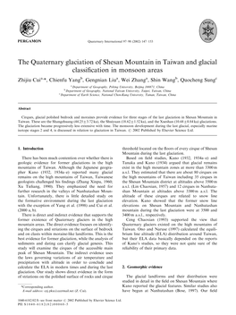 The Quaternary Glaciation of Shesan Mountain in Taiwan and Glacial