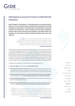 Mergers & Acquisitions/Corporate