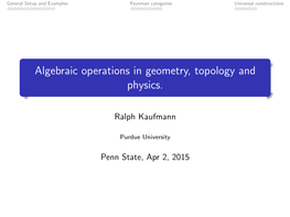 Algebraic Operations in Geometry, Topology and Physics (Penn State