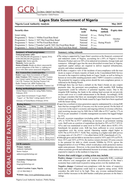 Lagos State Government of Nigeria Nigeria Local Authority Analysis May 2019