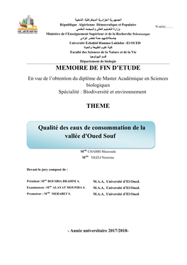 Chapitre 1 Présentation De La Région D'étude Et