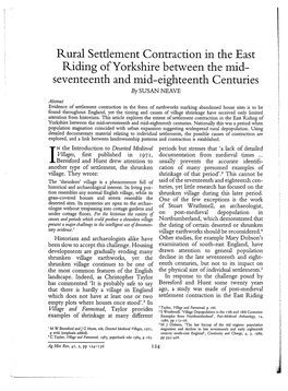 Rural Settlement Contraction in the East Riding of Yorkshire Between