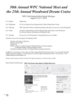 50Th Annual WPC National Meet and the 25Th Annual Woodward Dream Cruise WPC Club National Meet Detroit Michigan