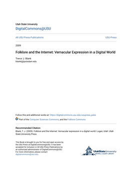 Folklore and the Internet: Vernacular Expression in a Digital World
