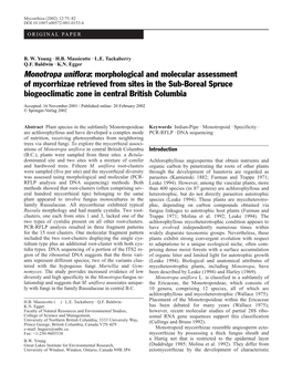 Monotropa Uniflora: Morphological and Molecular Assessment