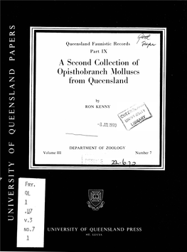 A Second Collection of Opisthobranch Molluscs from Queensland