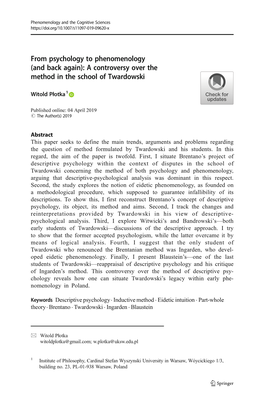 A Controversy Over the Method in the School of Twardowski