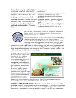Genus: Graptemys (Map Turtle) Care - - Darrell Senneke Copyright © 2003 World Chelonian Trust