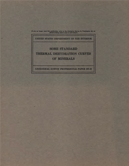 Some Standard Thermal Dehydration Curves of Minerals