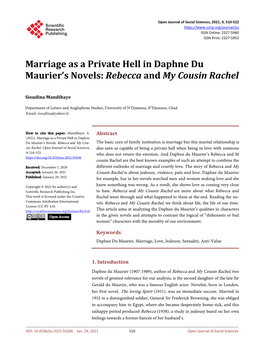 Marriage As a Private Hell in Daphne Du Maurier's Novels