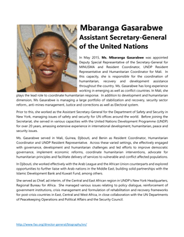 Mbaranga Gasarabwe Assistant Secretary-General of the United Nations