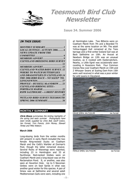 Teesmouth Bird Club Newsletter