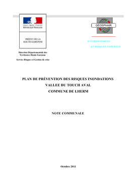 Plan De Prévention Des Risques Inondations Vallee Du Touch Aval Commune De Lherm