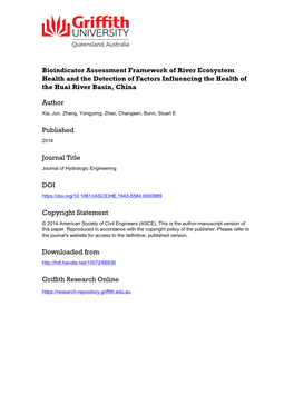 A Bioindicator Assessment Framework of River Ecosystem Health and The