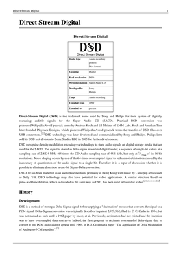 Direct Stream Digital DSD Article