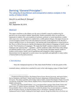 Deriving “General Principles”: the Ubiquity of Equilibrium and Comparative Statics Analysis in the Works of Adam Smith