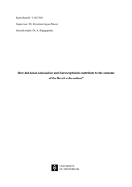 How Did Banal Nationalism and Euroscepticism Contribute to the Outcome of the Brexit Referendum?