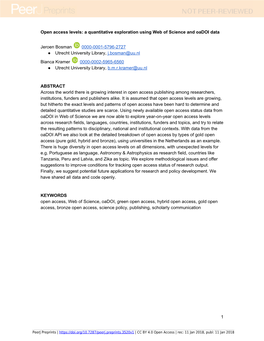 Open Access Levels: a Quantitative Exploration Using Web of Science and Oadoi Data