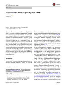 Picornaviridae—The Ever-Growing Virus Family