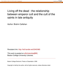 Living Off the Dead : the Relationship Between Emperor Cult And