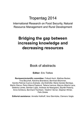Tropentag 2014 Bridging the Gap Between Increasing Knowledge and Decreasing Resources