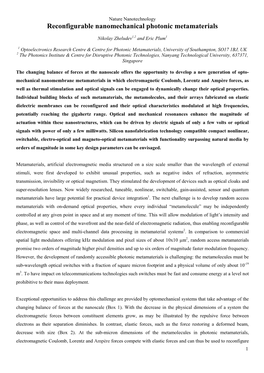 Reconfigurable Nanomechanical Photonic Metamaterials