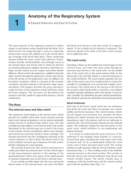 Anatomy of the Respiratory System 1 N Edward Robinson and Paul W Furlow