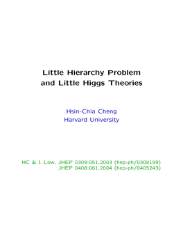 Little Hierarchy Problem and Little Higgs Theories