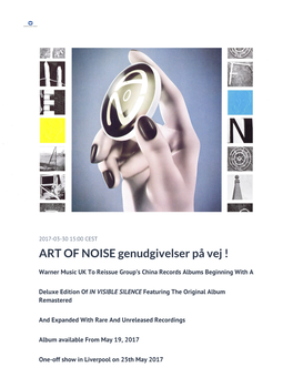 ART of NOISE Genudgivelser På Vej !