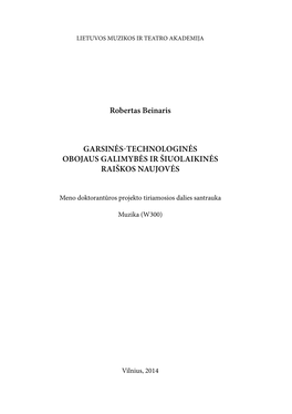 Garsinės-Technologinės Obojaus Galimybės Ir Šiuolaikinės Raiškos Naujovės