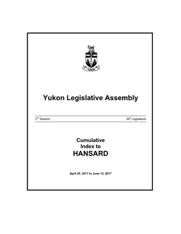 Yukon Legislative Assembly HANSARD