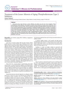 Treatment of the Lesser Ailments of Aging: Phosphodiesterase Type 5