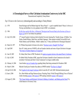 A Chronological Survey of the Calvinism/Arminanism Controversy in the SBC Researched and Compiled by Timmy Brister