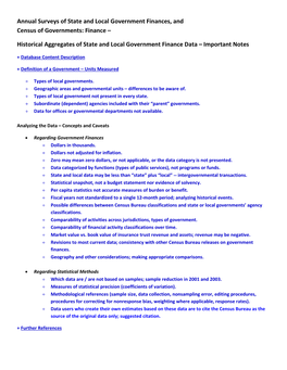 Annual Surveys of State and Local Government Finances, and Census of Governments: Finance –