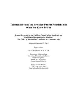 Telemedicine and Doctor-Patient Communication: an Analytical Survey of The