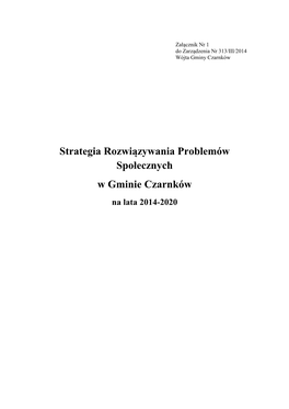 Strategia Rozwiązywania Problemów Społecznych W Gminie Czarnków Na Lata 2014-2020