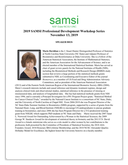 2019 SAMSI Professional Development Workshop Series November 13, 2019