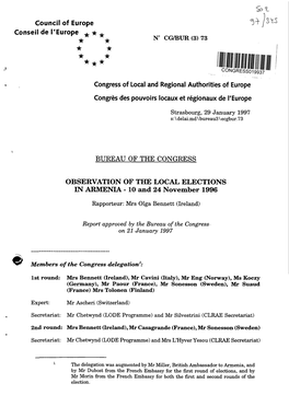 OBSERVATION of the LOCAL ELECTIONS in ARMENIA - 10 and 24 November 1996