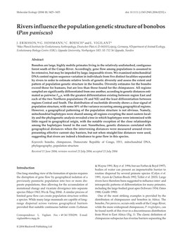 Rivers Influence the Population Genetic Structure of Bonobos