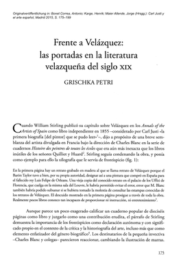 Frente a Velázquez: Las Portadas En La Literatura Velazqueña Del Siglo Xix