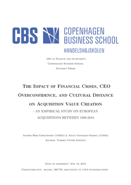 The Impact of Financial Crises, CEO Overconfidence, and Cultural Distance on Acquisition Value Creation
