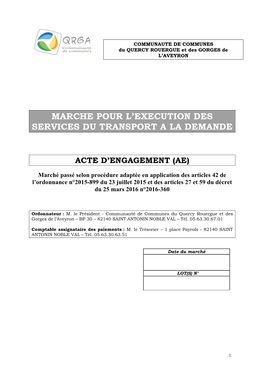 Marche Pour L'execution Des Services Du Transport a La