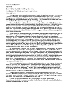 Horatio Gates Spafford 1828-1888 Born: October 20, 1828, North Troy, New York