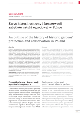 Zarys Historii Ochrony I Konserwacji Zabytków Sztuki Ogrodowej W Polsce