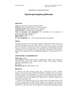 Data Sheet on Gymnosporangium Globosum