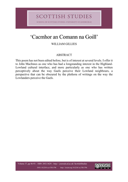 'Cacmhor an Comann Na Goill'