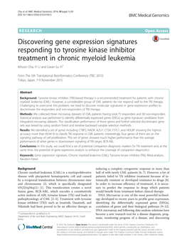 Discovering Gene Expression Signatures Responding to Tyrosine Kinase Inhibitor Treatment in Chronic Myeloid Leukemia Kihoon Cha, Yi Li and Gwan-Su Yi*